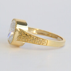 American Jewelry 14K Yellow Gold 3.01ct E/VS1 IGI Lab Grown Elongated Cushion Milgrain Art Deco Engagement Ring