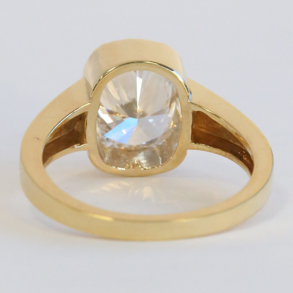 American Jewelry 14K Yellow Gold 3.01ct E/VS1 IGI Lab Grown Elongated Cushion Milgrain Art Deco Engagement Ring