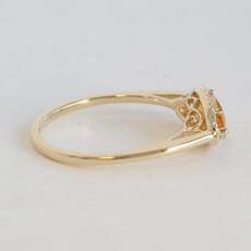 American Jewelry 14k Yellow Gold 1.35ct Citrine .11ctw Diamond Marquise East to West Halo Ring