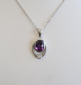 American Jewelry 14k White Gold 1.45ct .04ct Diamond Accent Bezel Necklace