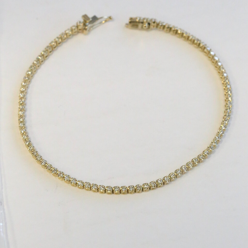 American Jewelry 14k Yellow Gold 1.02ctw Diamond Tennis Bracelet (7.5")