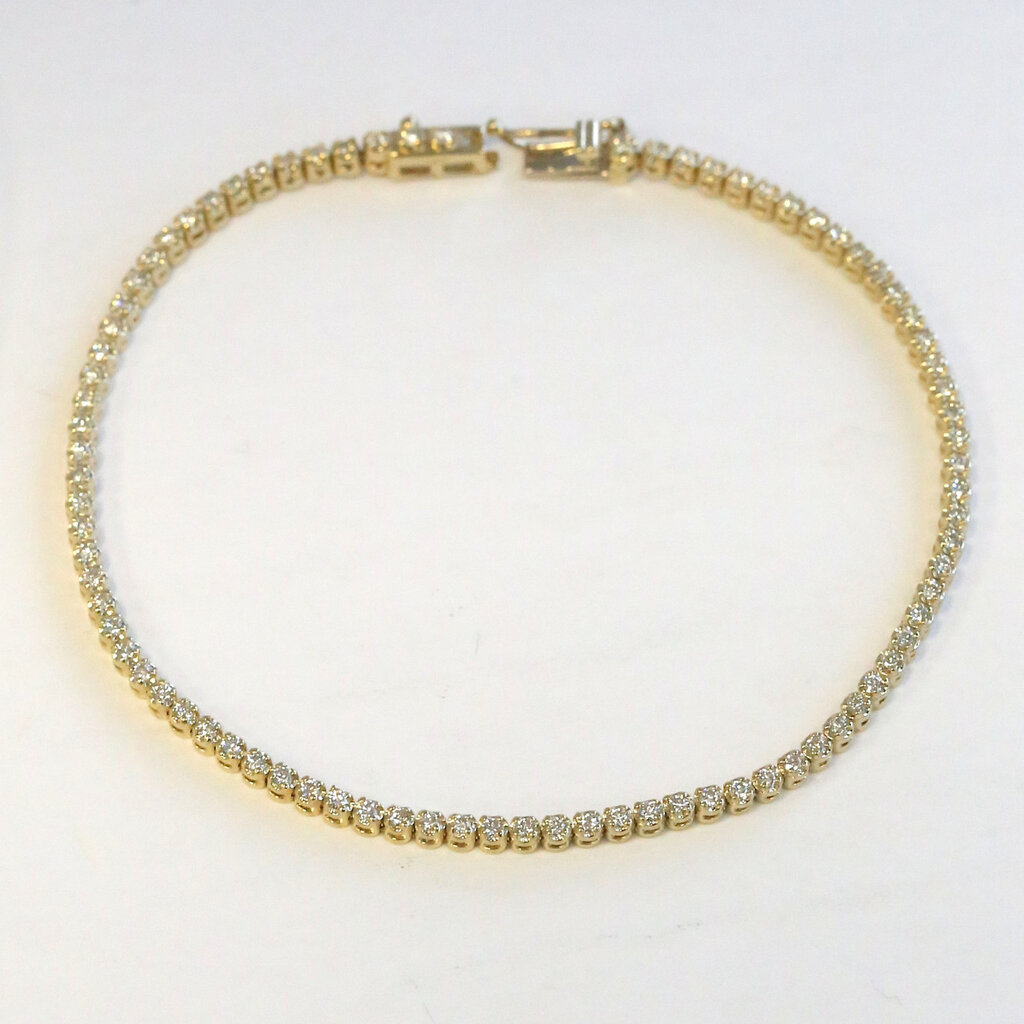 American Jewelry 14k Yellow Gold 1.06ctw Diamond Tennis Bracelet (7.5")