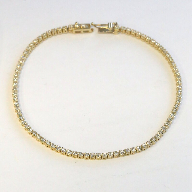 American Jewelry 14k Yellow Gold 1.06ctw Diamond Tennis Bracelet (7.5")