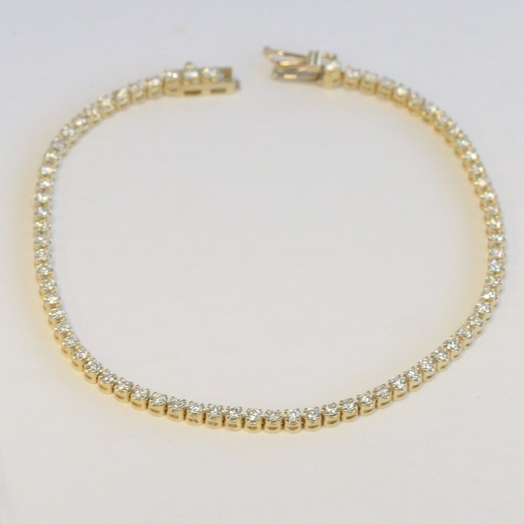American Jewelry 14k Yellow Gold 1.47ctw Diamond Tennis Bracelet (7.5")