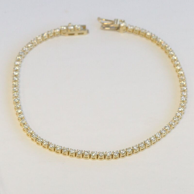 American Jewelry 14k Yellow Gold 1.47ctw Diamond Tennis Bracelet (7.5")