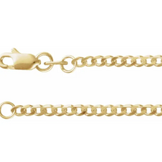 American Jewelry 14k Yellow Gold 2.5mm Flat Curb Chain Anklet (10")