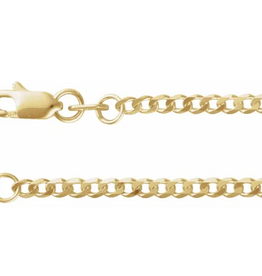 American Jewelry 14k Yellow Gold 2.5mm Flat Curb Chain Anklet (10")