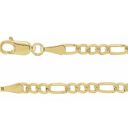 American Jewelry 14k Yellow Gold 2.5mm Figaro Chain Anklet (10")