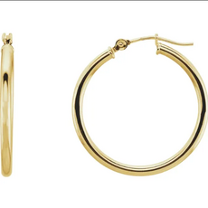 American Jewelry 14k Yellow Gold 25mm Tube Hoop Earrings