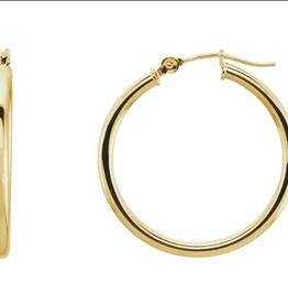 American Jewelry 14k Yellow Gold 25mm Tube Hoop Earrings