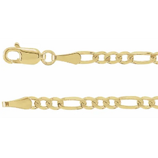 American Jewelry 14k Yellow Gold 3mm Figaro Chain Bracelet (8")