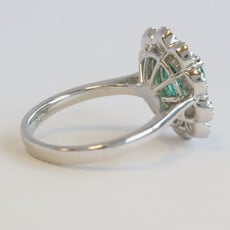American Jewelry 18k White Gold 2.19ct Emerald 1.36ctw Diamond Halo Ring