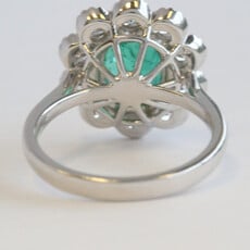 American Jewelry 18k White Gold 2.19ct Emerald 1.36ctw Diamond Halo Ring