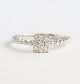 American Jewelry 18k White Gold .73ctw Diamond Cluster Beaded Ring