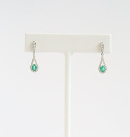 American Jewelry 18k White Gold .70ct Emerald .35ctw Diamond Dangle Earrings