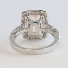 American Jewelry 18k White Gold 3.47ct Morganite .28ctw Diamond Elongated Cushion Halo Ring
