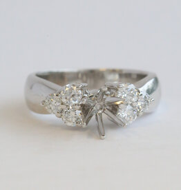 American Jewelry 14k White Gold .78ctw Diamond Accented Tapered Semi Mount Engagement Ring