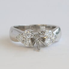 American Jewelry 14k White Gold .78ctw Diamond Accented Tapered Semi Mount Engagement Ring