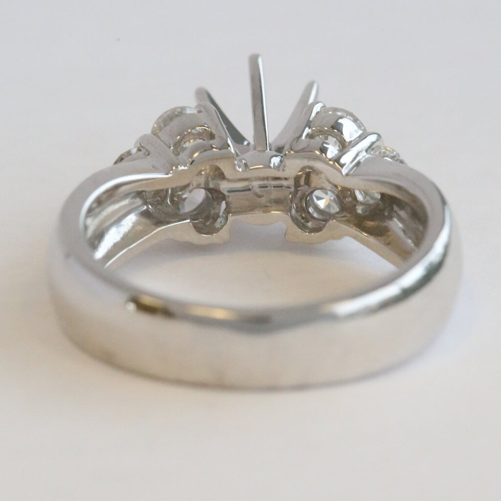 American Jewelry 14k White Gold .78ctw Diamond Accented Tapered Semi Mount Engagement Ring