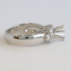 American Jewelry 14k White Gold .78ctw Diamond Accented Tapered Semi Mount Engagement Ring