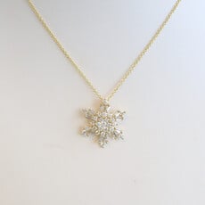 American Jewelry 18k Yellow Gold 1.01ctw Diamond Baguette & Round Snowflake Necklace