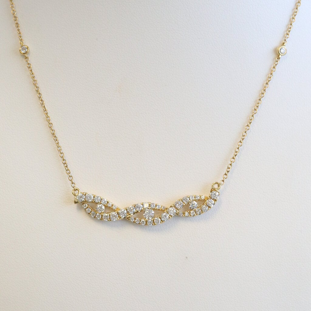 American Jewelry 18k Yellow Gold 1.15ctw Diamond Infinity Bar Necklace