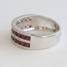 American Jewelry 18k White Gold 1.36ctw Ruby .33ctw Diamond Band 5 Row Ring