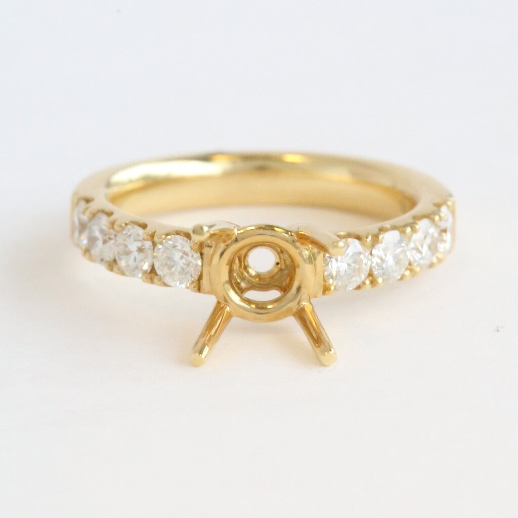 American Jewelry 18k Yellow Gold .85ctw Diamond Accented Solitaire Semi Mount Engagement Ring