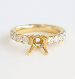 American Jewelry 18k Yellow Gold .85ctw Diamond Accented Solitaire Semi Mount Engagement Ring