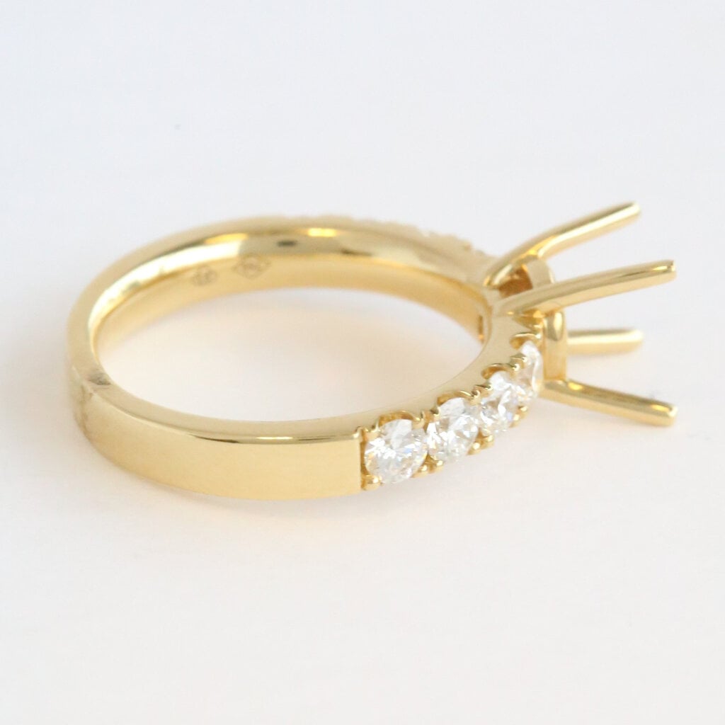 American Jewelry 18k Yellow Gold .85ctw Diamond Accented Solitaire Semi Mount Engagement Ring