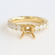 American Jewelry 18k Yellow Gold .85ctw Diamond Accented Solitaire Semi Mount Engagement Ring