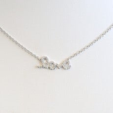 American Jewelry 18k White Gold .07ctw Diamond Cursive Love Necklace