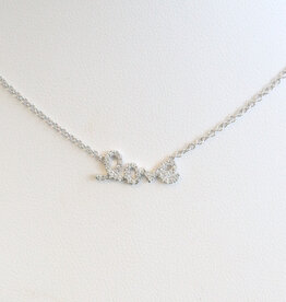 American Jewelry 18k White Gold .07ctw Diamond Cursive Love Necklace