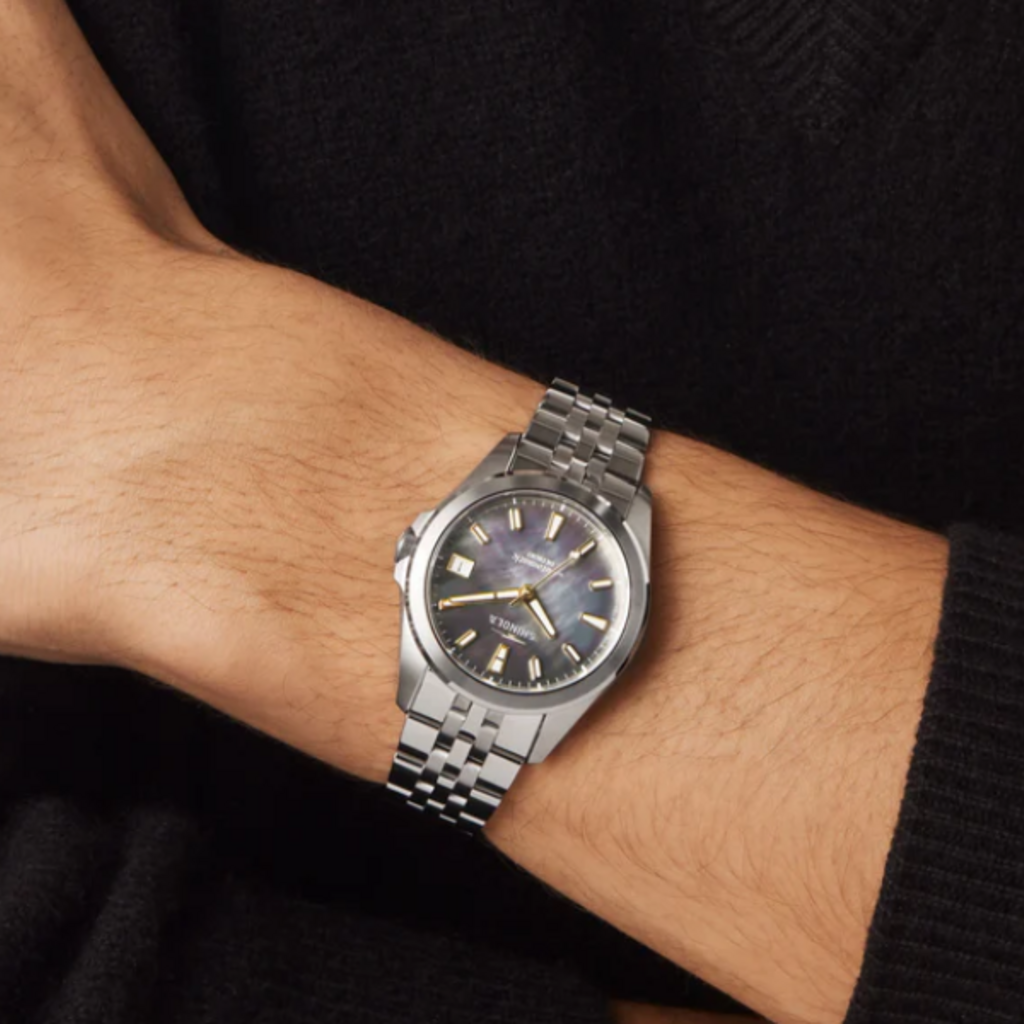 Shinola Shinola Circadian Monster Automatic 36mm Watch, Silver with MOP Dial