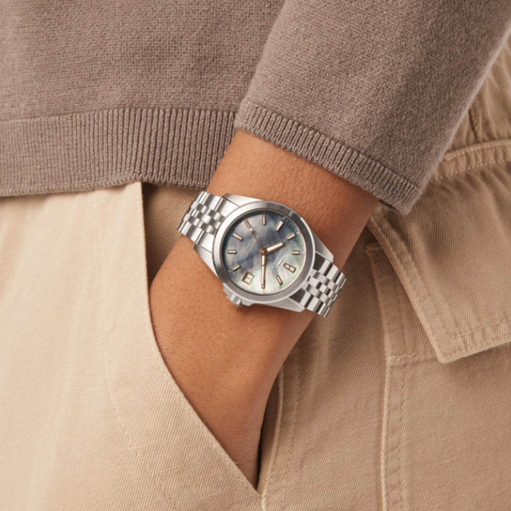 Shinola Shinola Circadian Monster Automatic 36mm Watch, Silver with MOP Dial