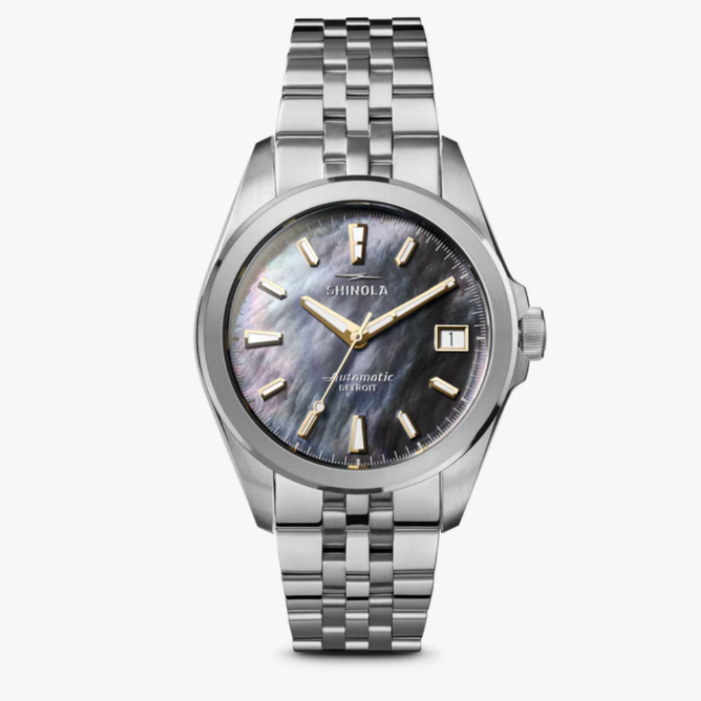 Shinola Shinola Circadian Monster Automatic 36mm Watch, Silver with MOP Dial