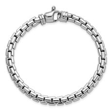 American Jewelry Stainless Steel Rhodium-Plated Fancy Link Bracelet (7.5")