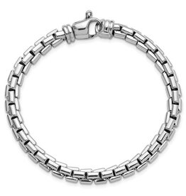 American Jewelry Stainless Steel Rhodium-Plated Fancy Link Bracelet (7.5")