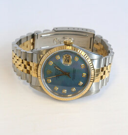 Rolex Pre-Owned Rolex 1987 Two-Tone Datejust w/ Blue Mother of Pearl Dial & Diamond Markers