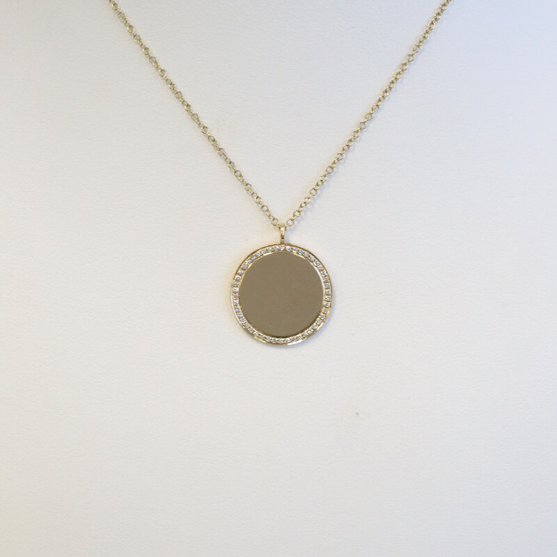 American Jewelry 14k Yellow Gold .10ctw Diamond Disc Necklace
