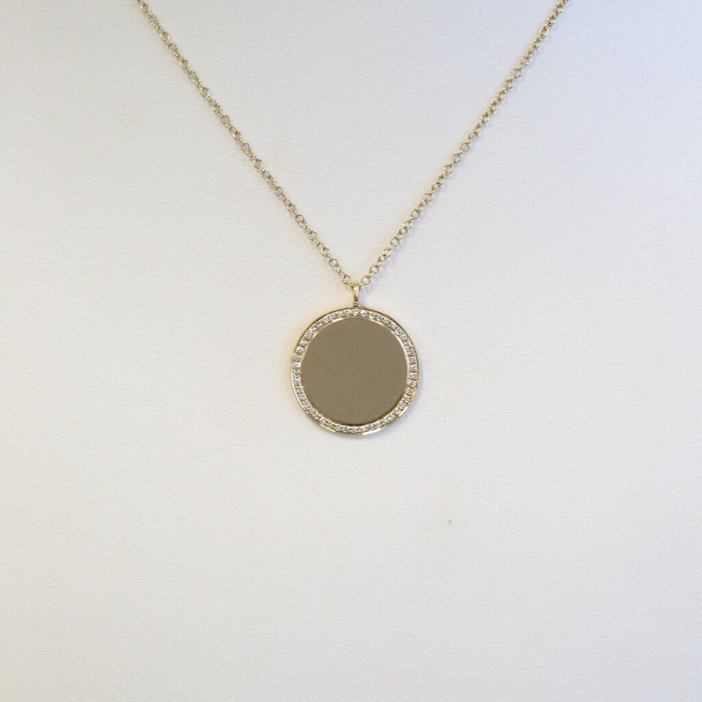 American Jewelry 14k Yellow Gold .10ctw Diamond Disc Necklace