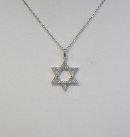 American Jewelry 14k White Gold .14ctw Diamond Star of David Necklace
