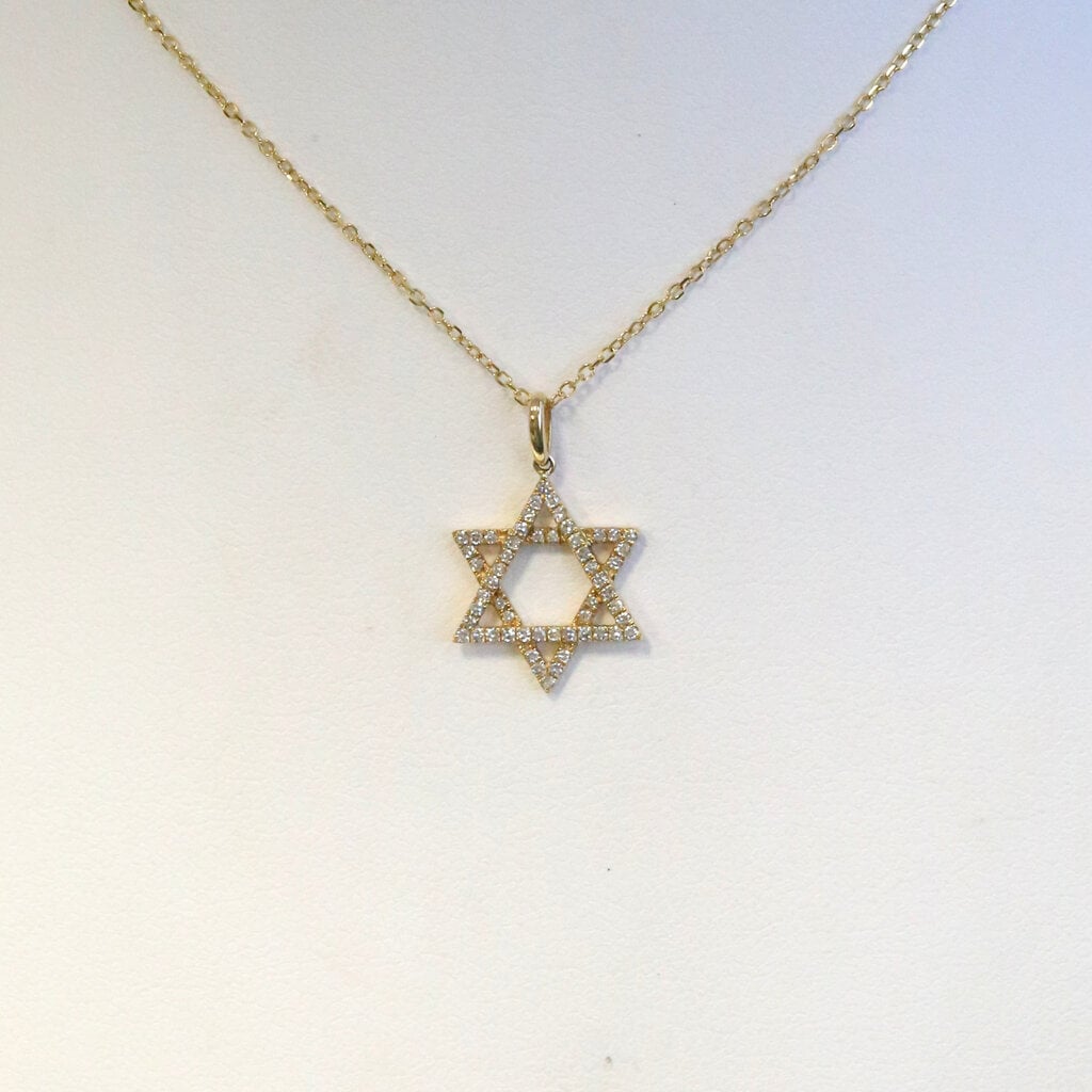 American Jewelry 14k Yellow Gold .14ctw Diamond Star of David Necklace