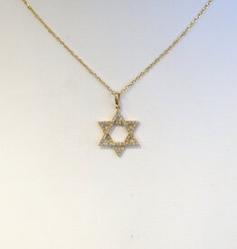 American Jewelry 14k Yellow Gold .14ctw Diamond Star of David Necklace