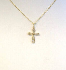 American Jewelry 14k Yellow Gold .09ctw Diamond Pave Cross Necklace