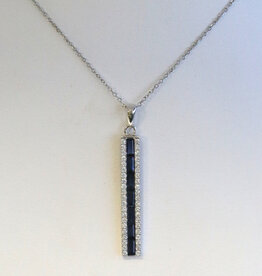 American Jewelry 14k White Gold .96ctw Sapphire .27ctw Diamond Bar Necklace