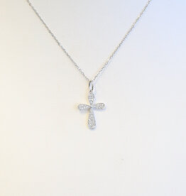 American Jewelry 14k White Gold .09ctw Diamond Pave cross Necklace