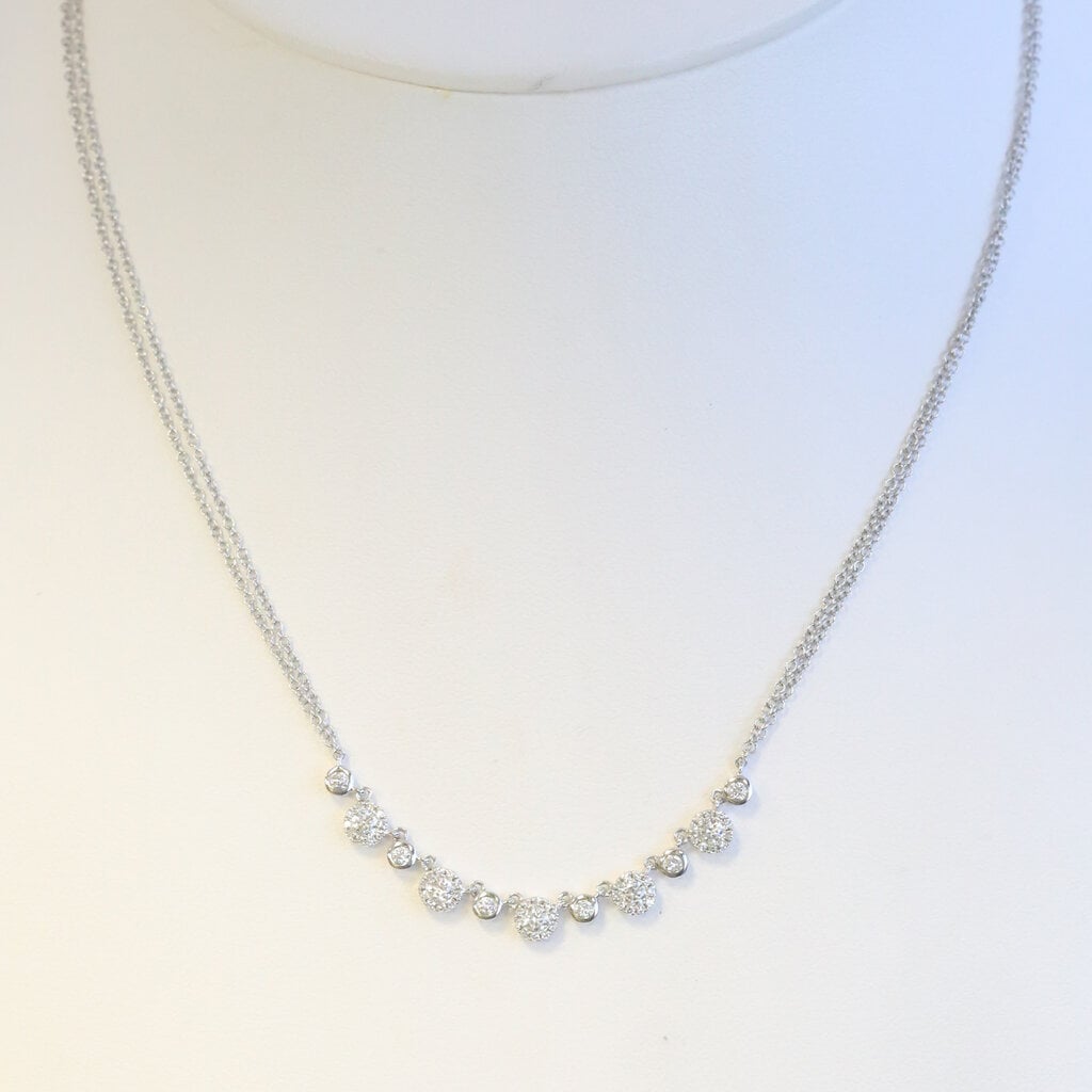 American Jewelry 14k White Gold .56ctw Diamond Bezel Multi Chain Necklace