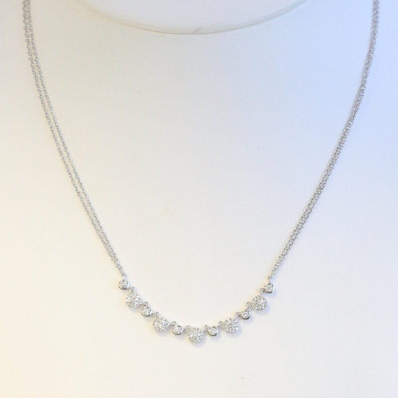 American Jewelry 14k White Gold .56ctw Diamond Bezel Multi Chain Necklace