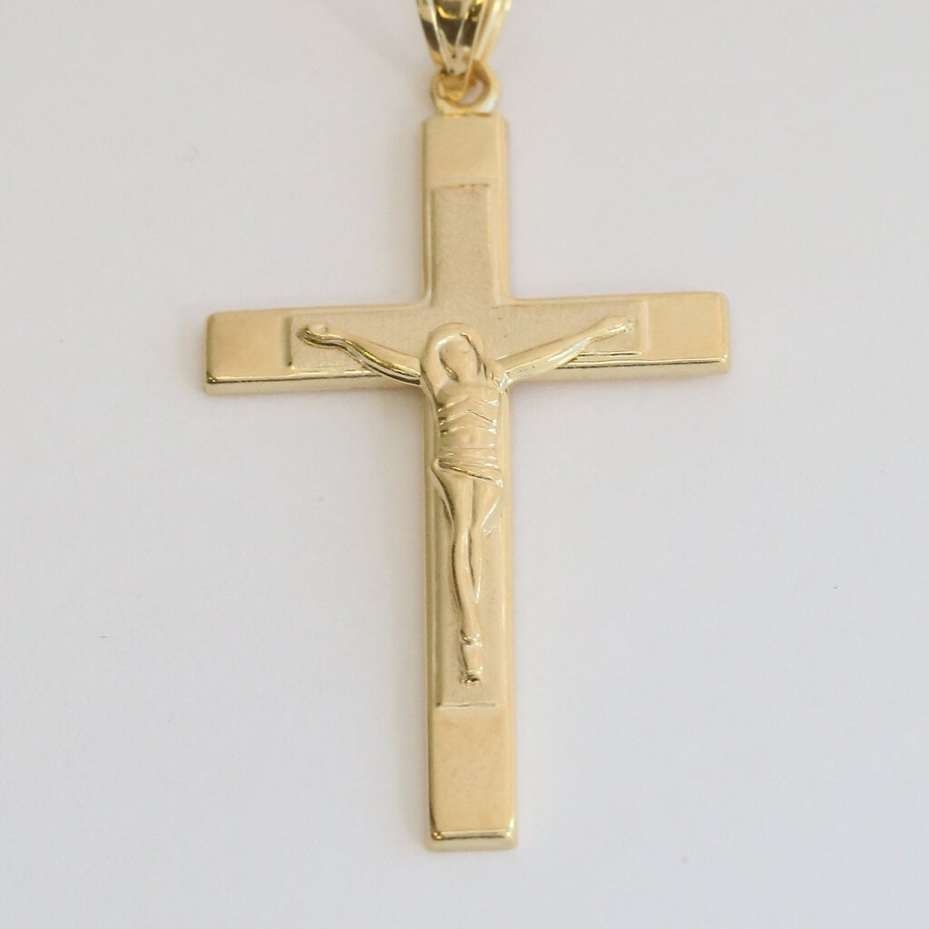 American Jewelry 14k 40x25mm Polished & Matte Crucifix Pendant (NO CHAIN)